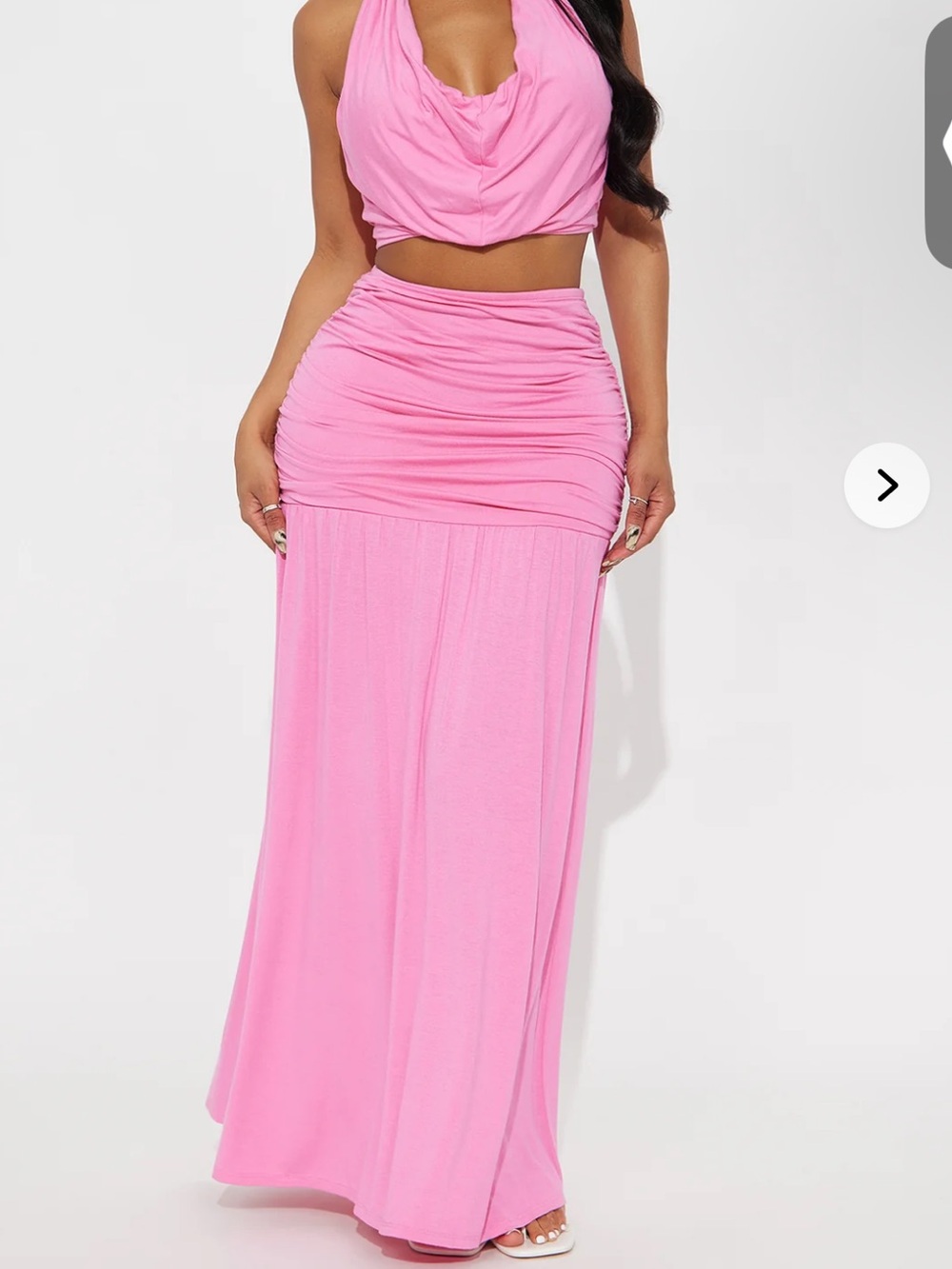 Pink halter and skirt two piece set